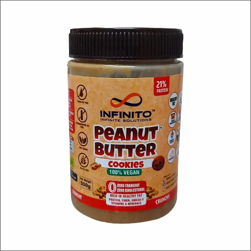 INFINITO Peanut Butter COOKIES Flavour Protein Peanut Butter Crunchy | Roasted Peanuts, Cookie Flavour |100% Vegan, Peanut Butter Crunchy | No Added Whey | Gluten-Free |